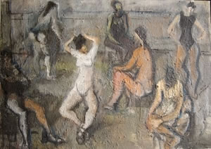 Scuola di ballo, sd 1956, olio,  Ercolano, collezione privata